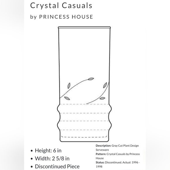 NWT 4pc Set Crystal Casuals 14oz Etched Blown Crystal Tumblers by Princess House - Picture 2 of 3